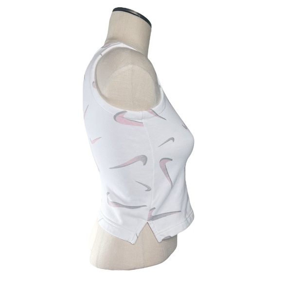 Nike Youth Big Girls White and Pink French Terry Swoosh Tank Top Pink / Gray EUC - Picture 2 of 6